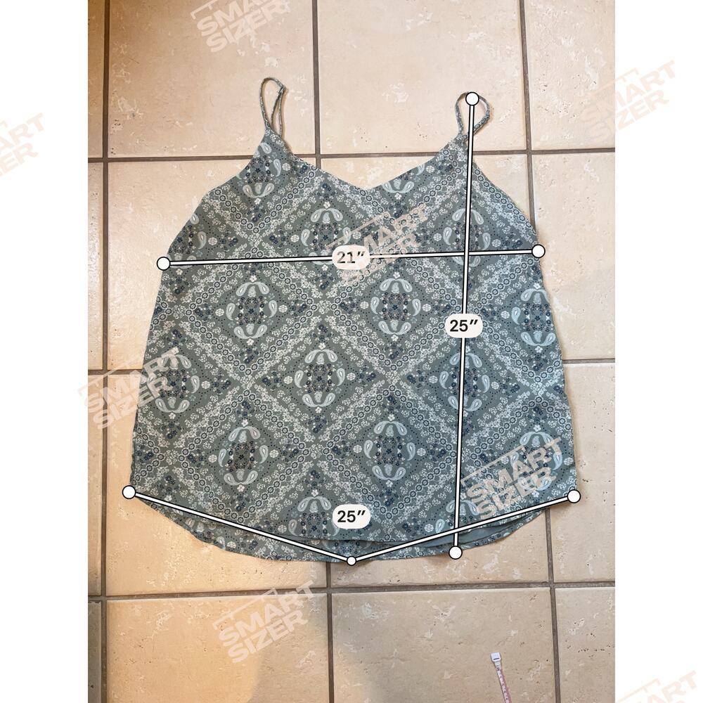 Pink Republic Boho Sage Green Paisley Camisole Tank Top Women's XXL Lined - Picture 7 of 7